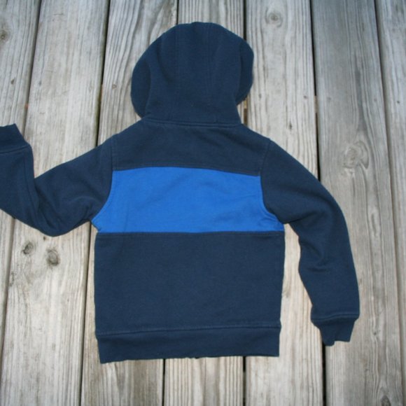 FUZZY SHERPA Zipper Hoodie Boy 4/5 Warm Bright Blue & Navy Light Jacket Layering - Picture 12 of 16